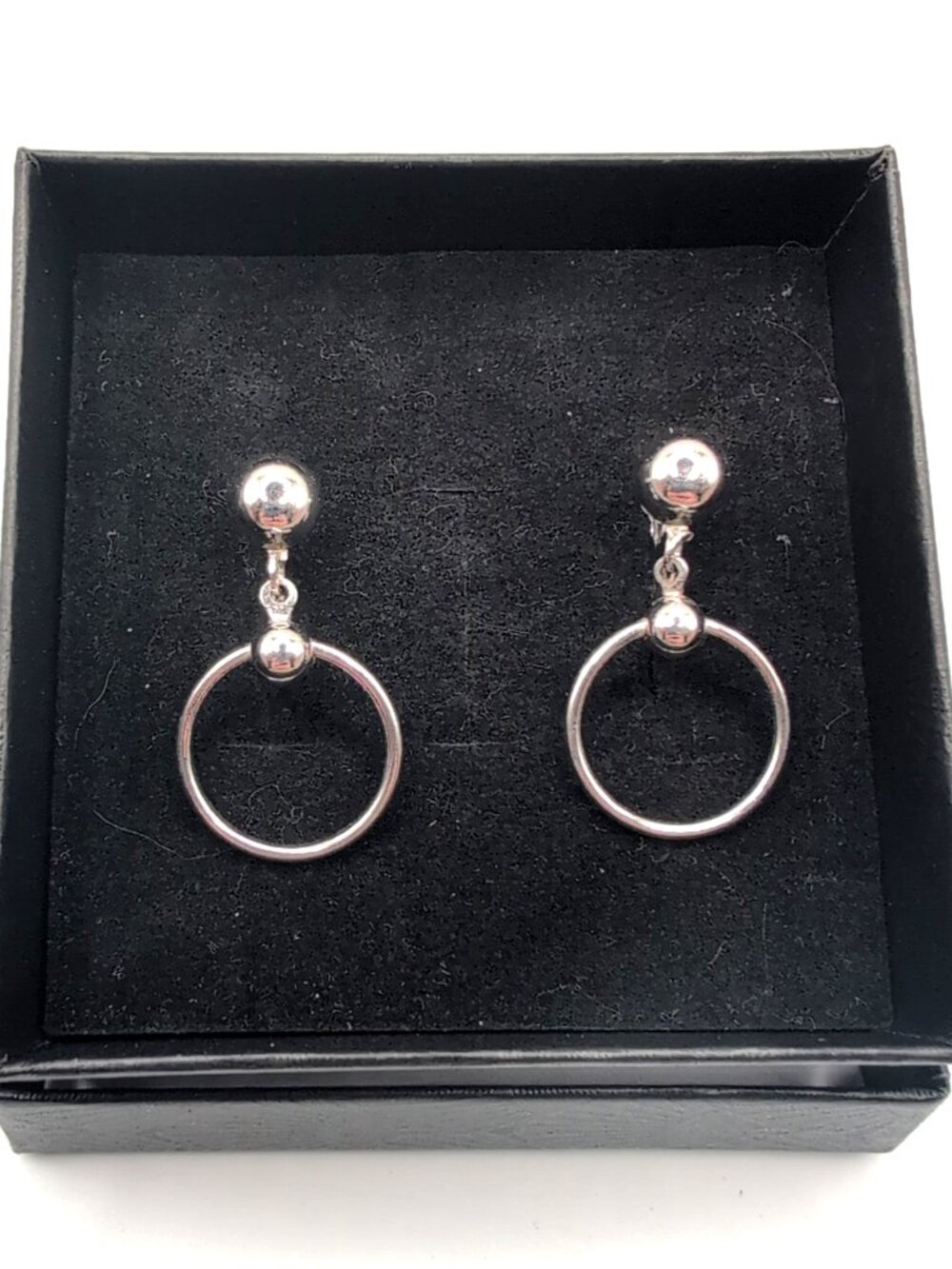 Vintage Coro Earrings Silver Tone Dangle Hoops Screw Back Marked VGC
